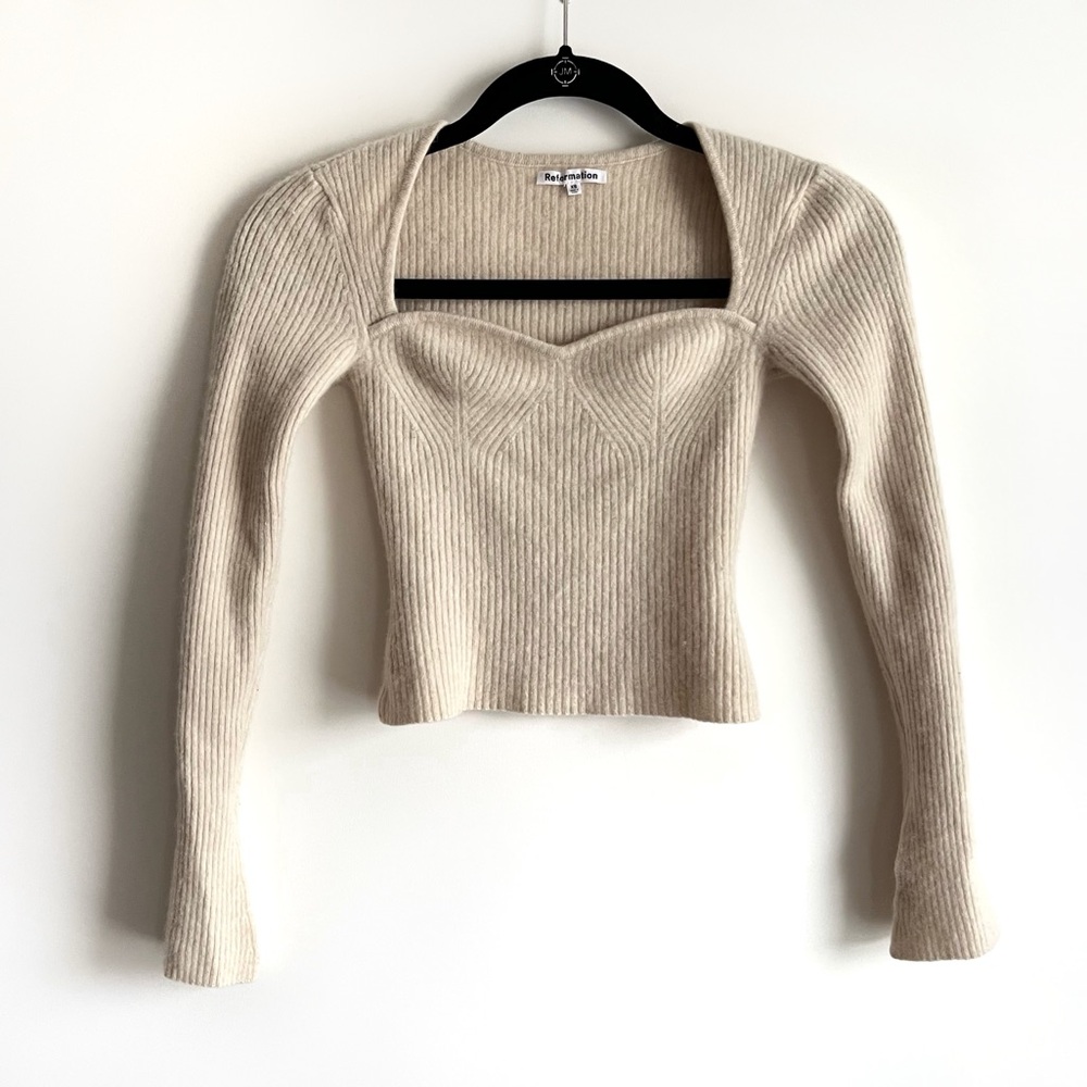 Reformation Cream Glenna Cashmere Sweater Size XS